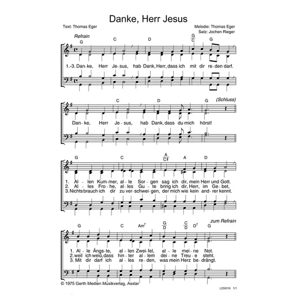 Produktbild des Artikels Danke, Herr Jesus (Noten - Download)