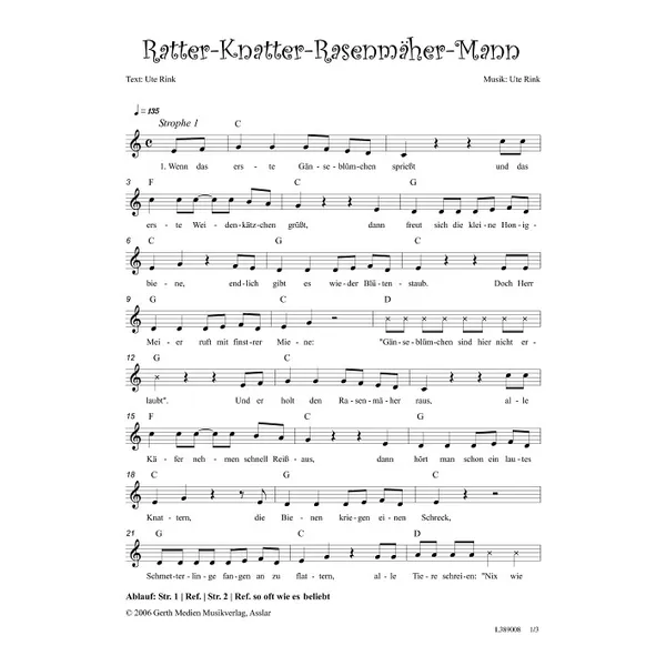 Produktbild des Artikels Der Ratter-Knatter-Rasenmäher-Mann (Noten - Download)