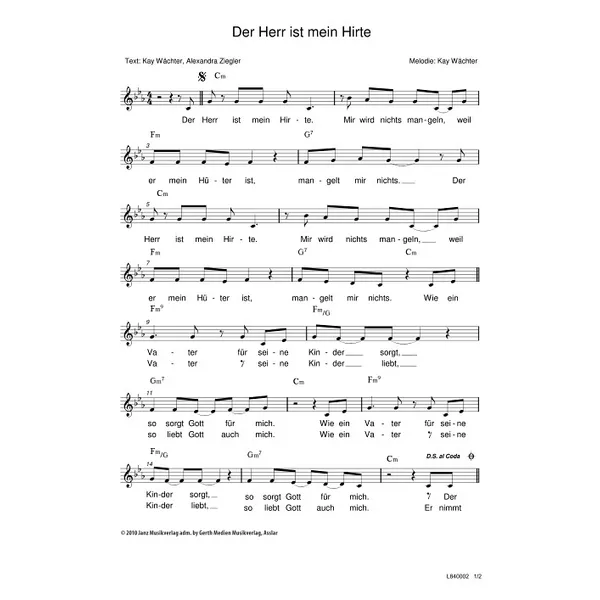 Produktbild des Artikels Der Herr ist mein Hirte (Noten - Download)