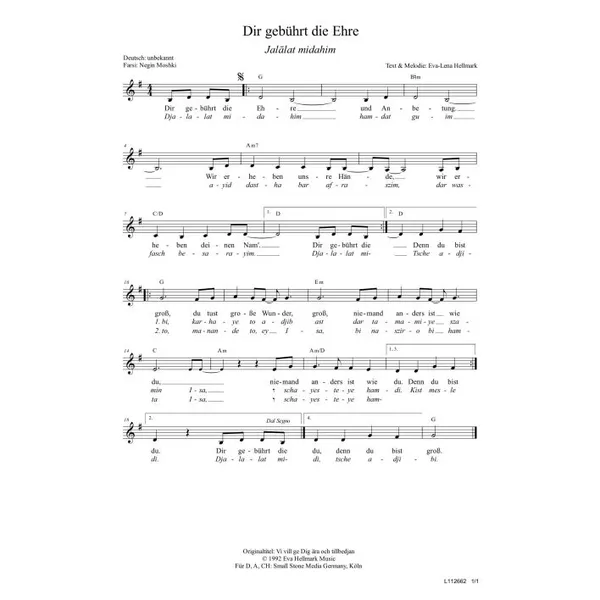 Produktbild des Artikels Dir gebührt die Ehre (Noten - Download)