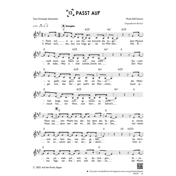 Produktbild des Artikels Passt auf (einstimmig) (Noten - Download)