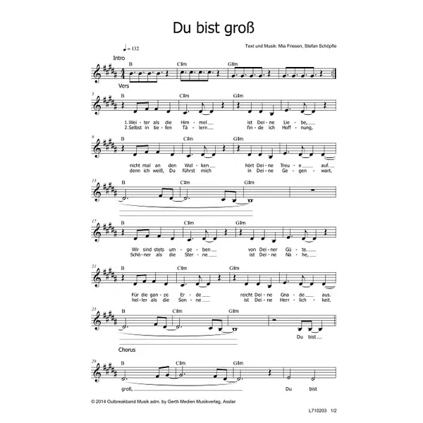 Produktbild des Artikels Du bist groß (Noten - Download)