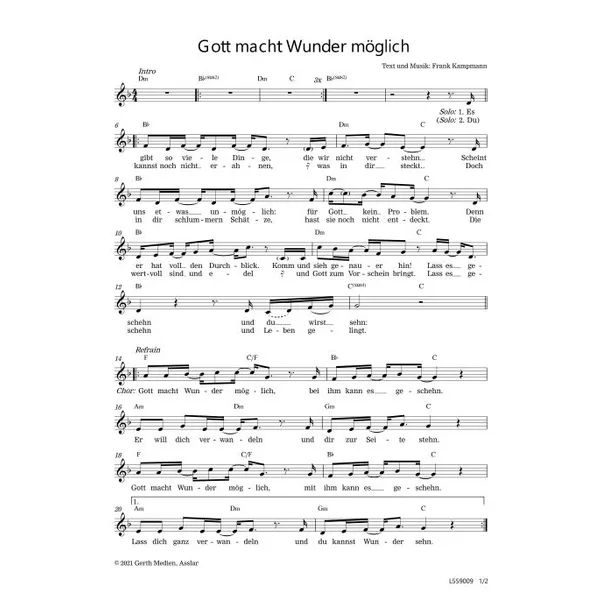 Produktbild des Artikels Gott macht Wunder möglich (Noten - Download)