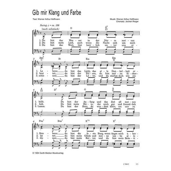 Produktbild des Artikels Gib mir Klang und Farbe (Noten - Download)