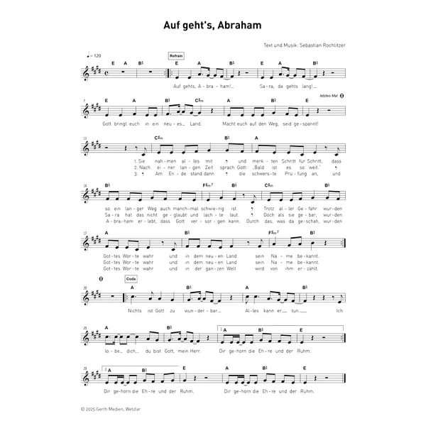 Produktbild des Artikels Auf gehts Abraham (Noten - Download)