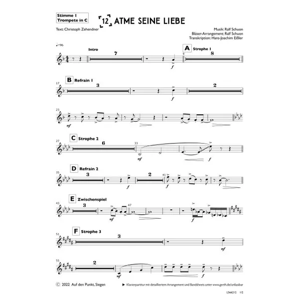 Produktbild des Artikels Atme seine Liebe (1. Trompete in C) (Noten - Download)