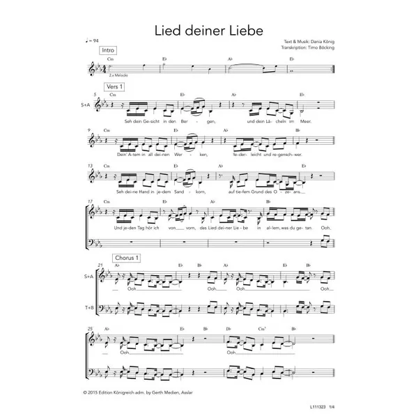 Produktbild des Artikels Lied deiner Liebe (Noten - Download)