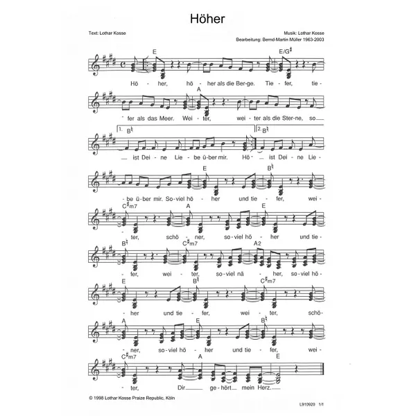 Produktbild des Artikels Höher (Noten - Download)