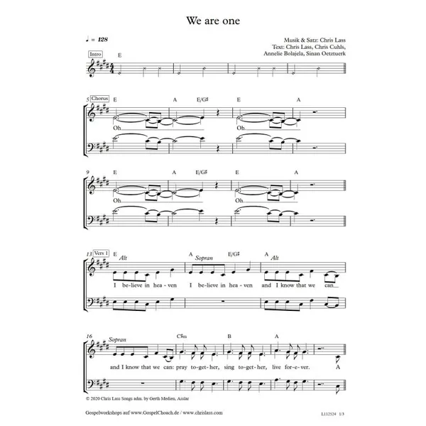 Produktbild des Artikels We Are One (Noten - Download)
