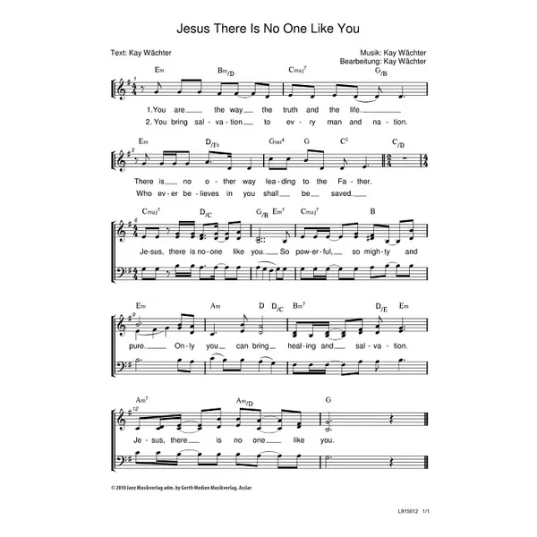 Produktbild des Artikels Jesus There Is No One Like You (Noten - Download)