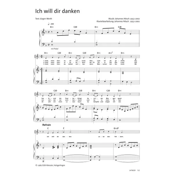 Produktbild des Artikels Ich will dich danken (Noten - Download)