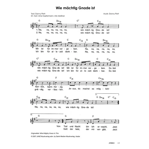 Produktbild des Artikels Wie mächtig Gnade ist (Noten - Download)