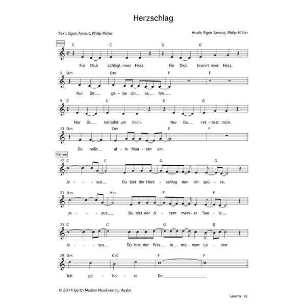 Produktbild des Artikels Herzschlag (Noten - Download)