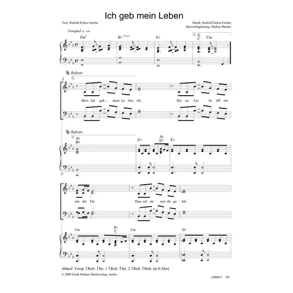 Produktbild des Artikels Ich geb mein Leben (Noten - Download)