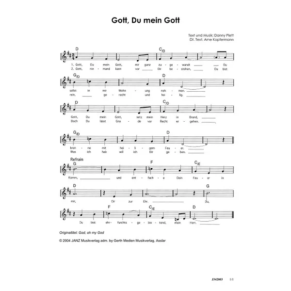 Produktbild des Artikels Gott, Du mein Gott (Noten - Download)