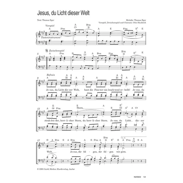 Produktbild des Artikels Jesus, du Licht dieser Welt (Noten - Download)