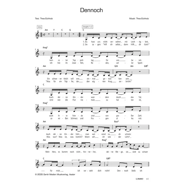 Produktbild des Artikels Dennoch (Noten - Download)