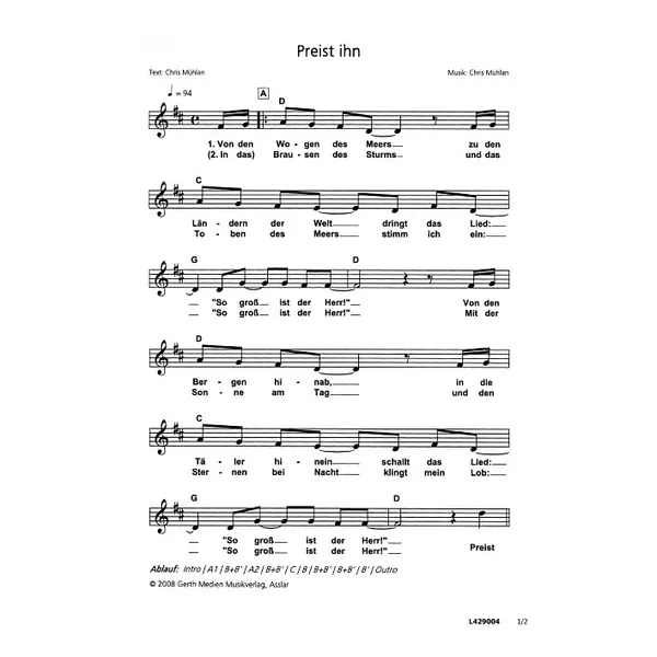 Produktbild des Artikels Preist ihn (Noten - Download)