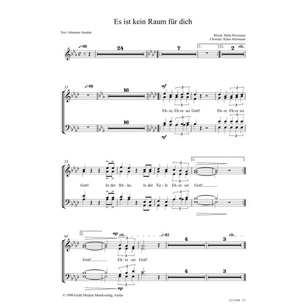 Produktbild des Artikels Es ist kein Raum für dich (Noten - Download)