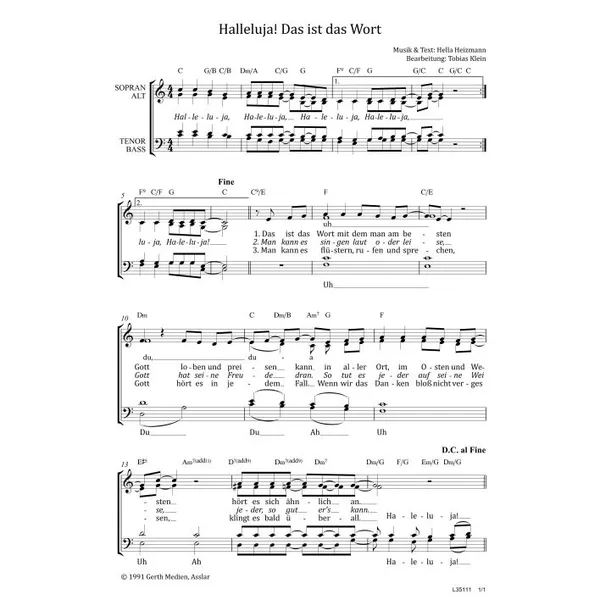 Produktbild des Artikels Halleluja! Das ist das Wort (Noten - Download)
