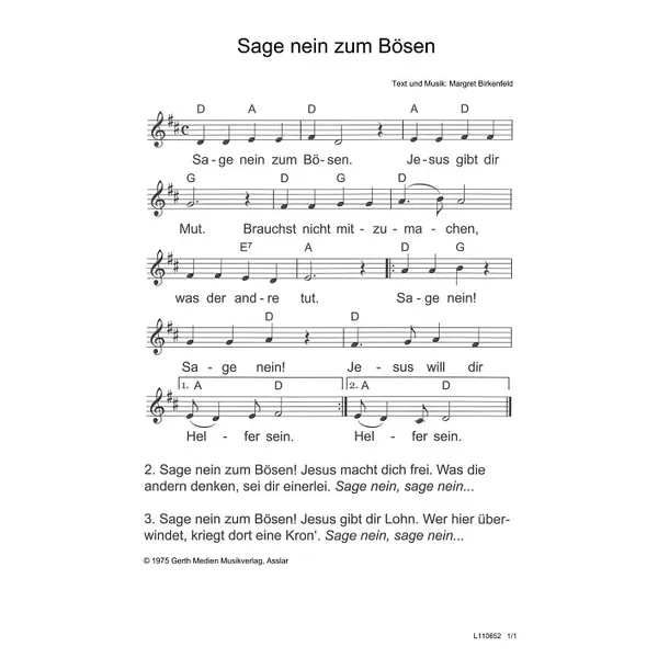Produktbild des Artikels Sage nein zum Bösen (Noten - Download)