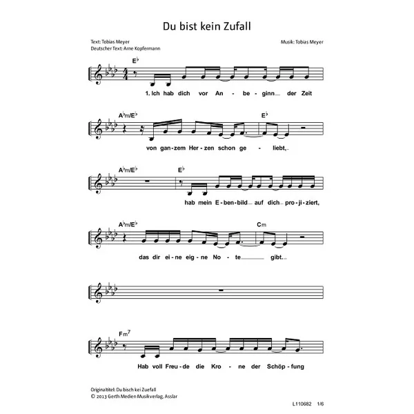 Produktbild des Artikels Du bist kein Zufall (Noten - Download)