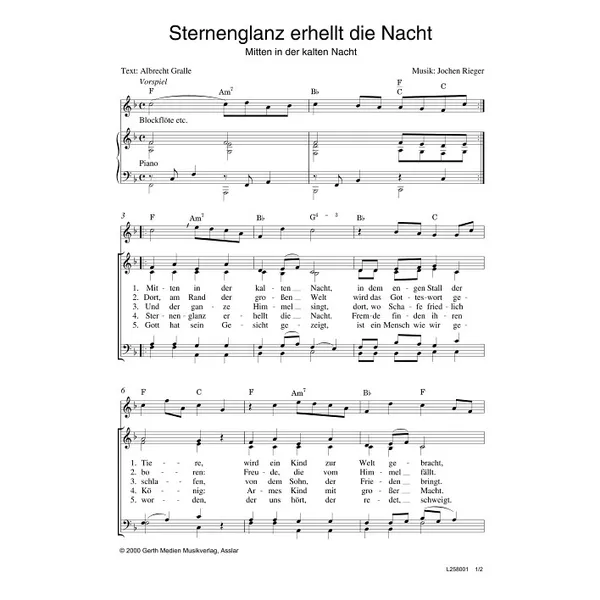 Produktbild des Artikels Sternenglanz erhellt die Nacht (Noten - Download)