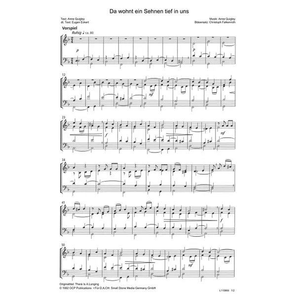 Produktbild des Artikels Da wohnt ein Sehnen tief in uns (Noten - Download)