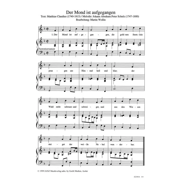 Produktbild des Artikels Der Mond ist aufgegangen (Noten - Download)