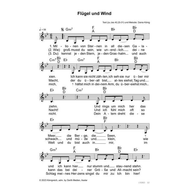 Produktbild des Artikels Flügel und Wind (Noten - Download)