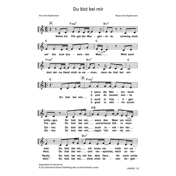 Produktbild des Artikels Du bist bei mir (Noten - Download)