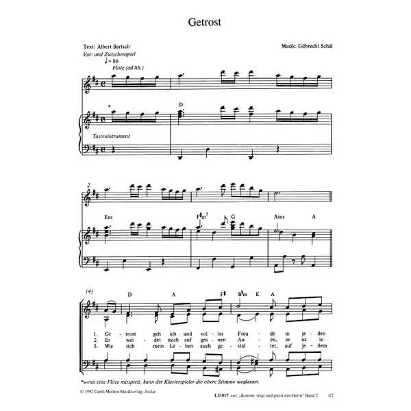 Produktbild des Artikels Getrost (Noten - Download)