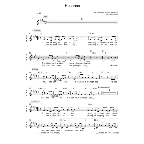 Produktbild des Artikels Hosanna (Noten - Download)