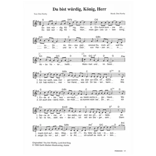 Produktbild des Artikels Du bist würdig, König, Herr (Noten - Download)