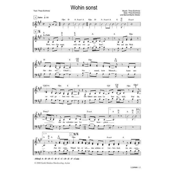 Produktbild des Artikels Wohin sonst (Noten - Download)