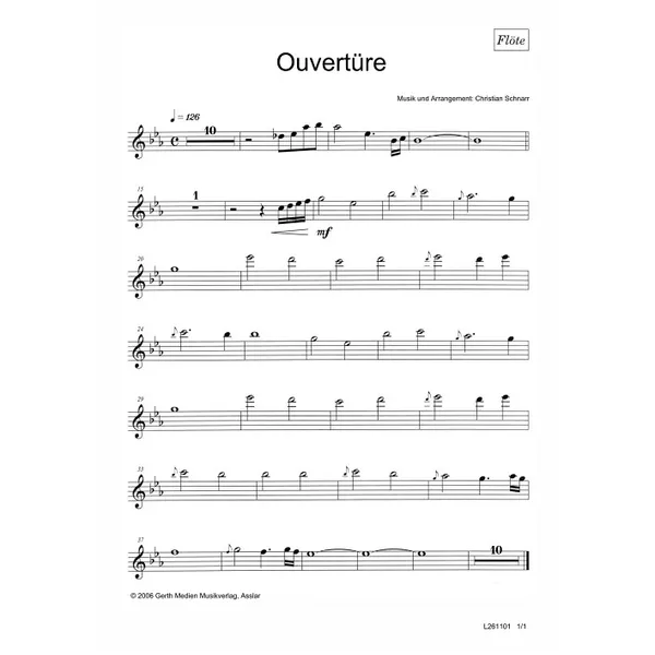 Produktbild des Artikels Ouvertüre (nach Morgenglanz der Ewigkeit) (Flöte) (Noten - Download)
