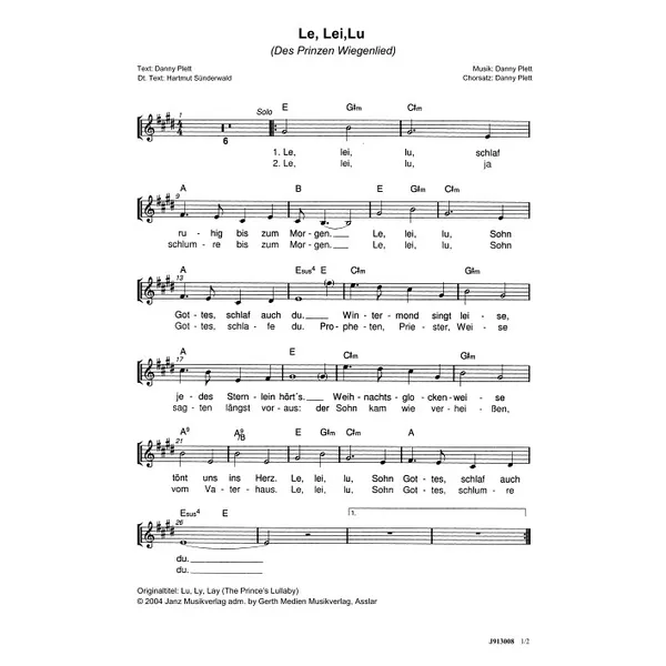 Produktbild des Artikels Le, Lei, Lu (Des Prinzen Wiegenlied) (Noten - Download)