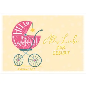 Produktbild des Artikels Faltkarte "Hello World - Kinderwagen " - Geburt (Schreibwaren)
