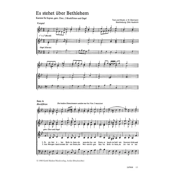 Produktbild des Artikels Es stehet über Bethlehem (Noten - Download)