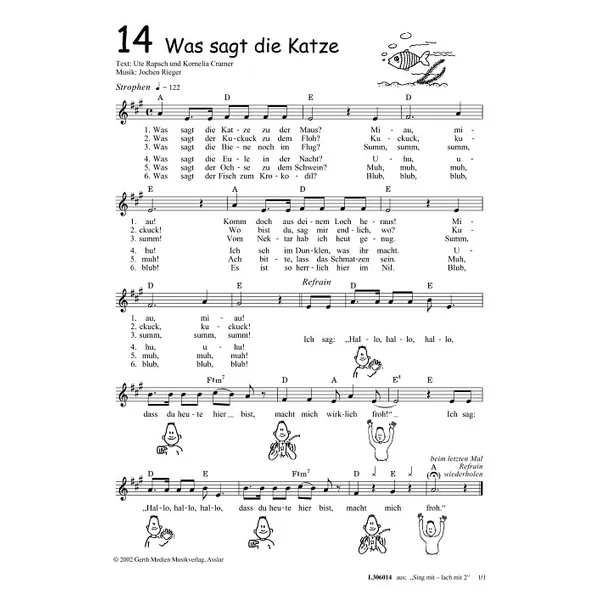 Produktbild des Artikels Was sagt die Katze (Noten - Download)