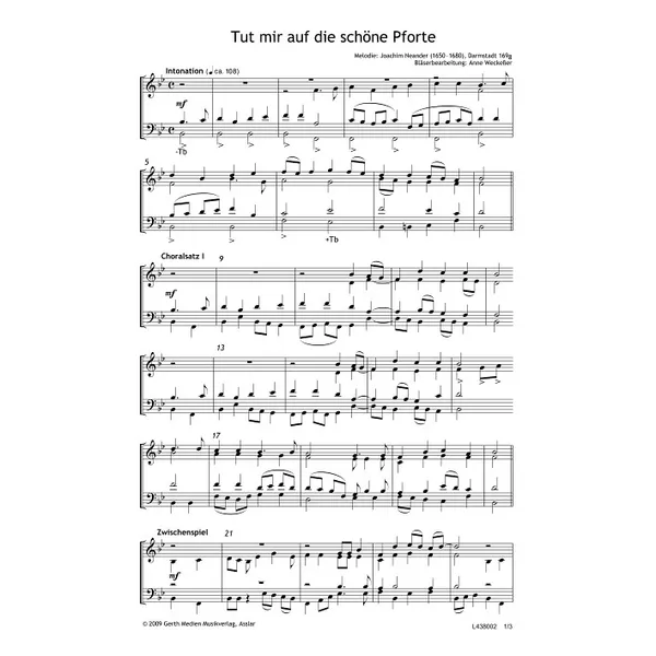 Produktbild des Artikels Tut mir auf die schöne Pforte (Noten - Download)