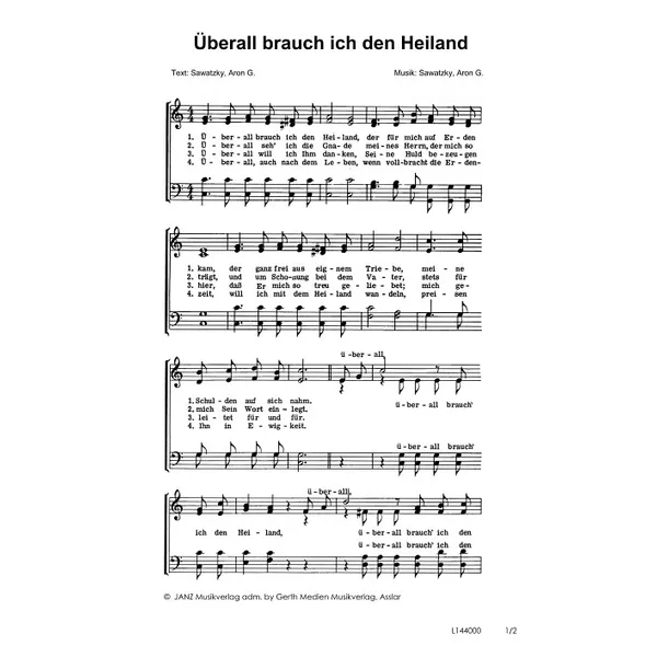 Produktbild des Artikels Überall brauch ich den Heiland (Noten - Download)