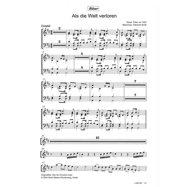 Produktbild des Artikels Als die Welt verloren (Trompete / Posaune) (Noten - Download)
