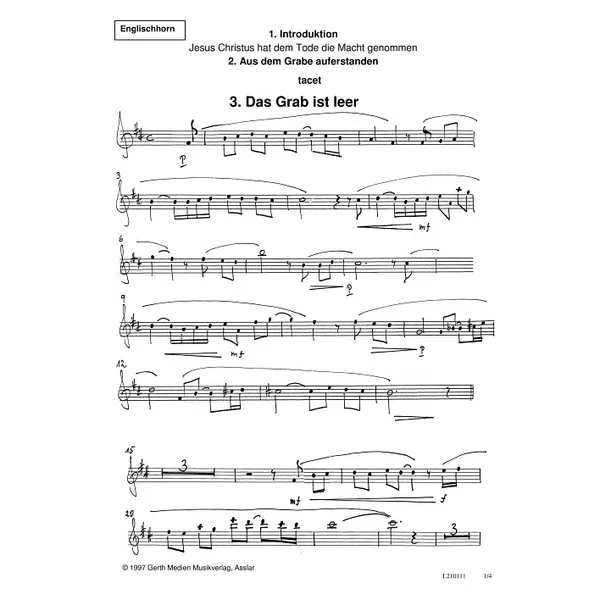 Produktbild des Artikels Er ist wahrhaftig auferstanden (Englischhorn) (Noten - Download)