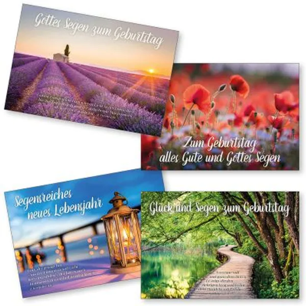 Produktbild des Artikels Postkartenserie: Geburtstag - gemischte Motive 4 Stk. (Schreibwaren)