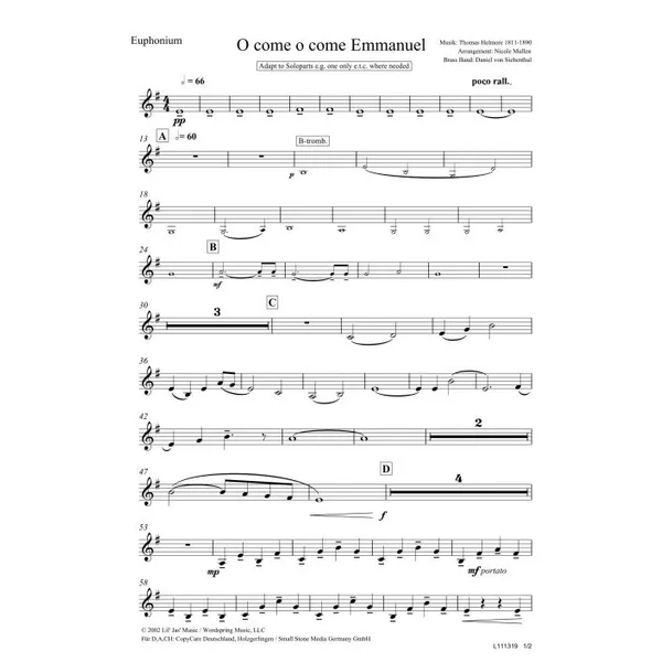 Produktbild des Artikels O Come, O Come Emmanuel (Euphonium) (Noten - Download)