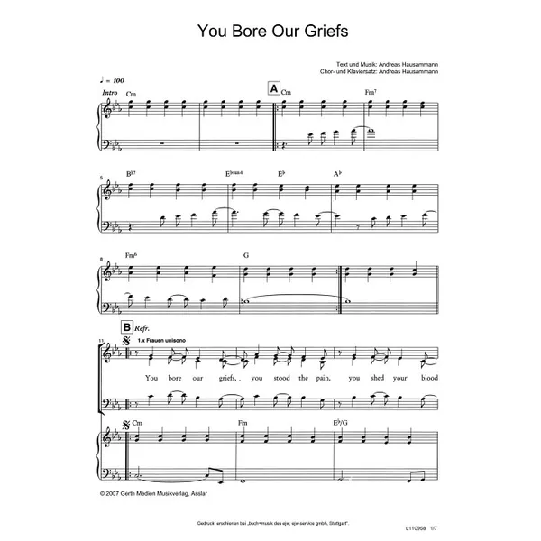 Produktbild des Artikels You Bore Our Griefs (Noten - Download)
