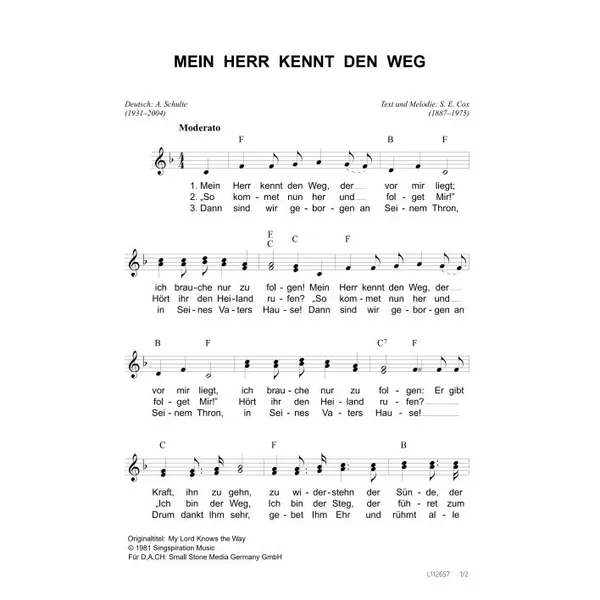 Produktbild des Artikels Mein Herr kennt den Weg (Noten - Download)
