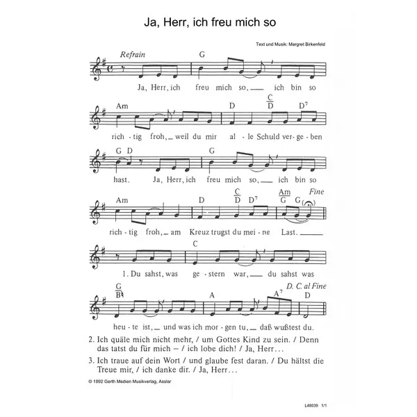 Produktbild des Artikels Ja, Herr, ich freu mich so (Noten - Download)