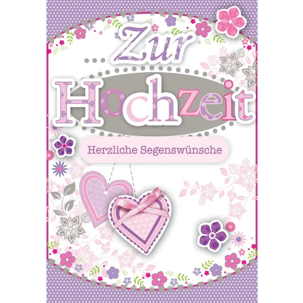 Produktbild des Artikels 3D-Faltkarte "Zur Hochzeit herzliche Segenswünsche" - 5er-Pack (Schreibwaren)